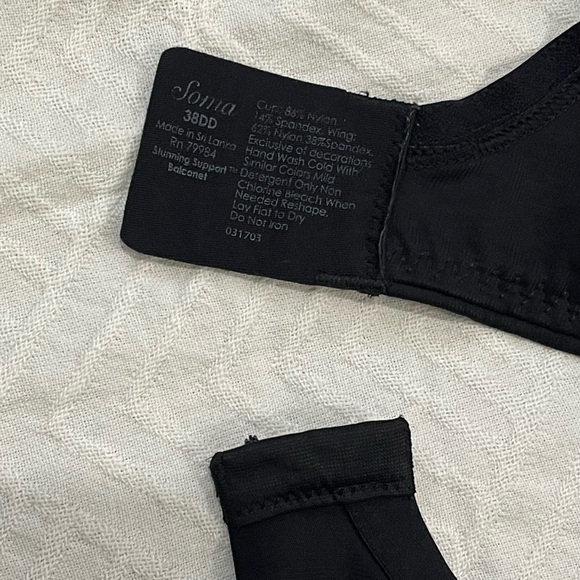 Soma Stunning Support Bra Balconette Black Floral Lace Size 38DD - Picture 6 of 7